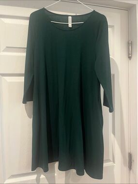 Zenana Outfitters Dark Green Long Sleeve Swing Dress